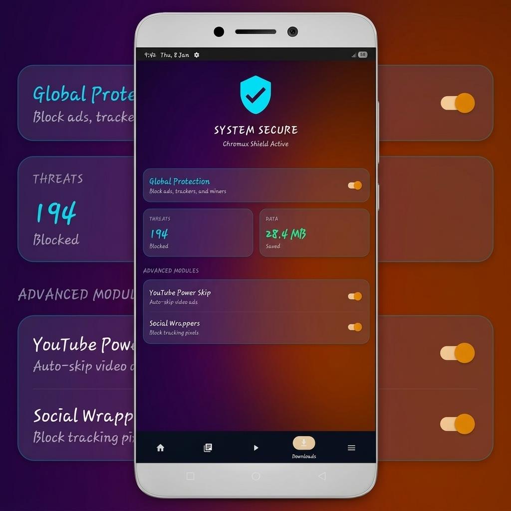 Chromux ad blocker screen