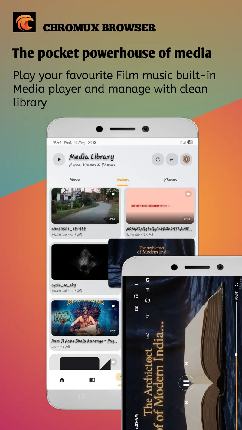 Chromux media library and video player